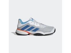 Adidas Adidas Barricade Junior Tennis Shoe- Grey/White/Blue