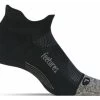 Feetures Elite Light Cushion No Show Tab Socks Black/Grey Large
