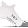Feetures Elite Max Cushion No-Show Tab Socks White/Grey Medium