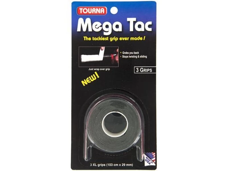 TournaGrip Mega Tac Overgrip 3 Pack Black 1 TournaGrip Mega Tac Overgrip 3 Pack Black