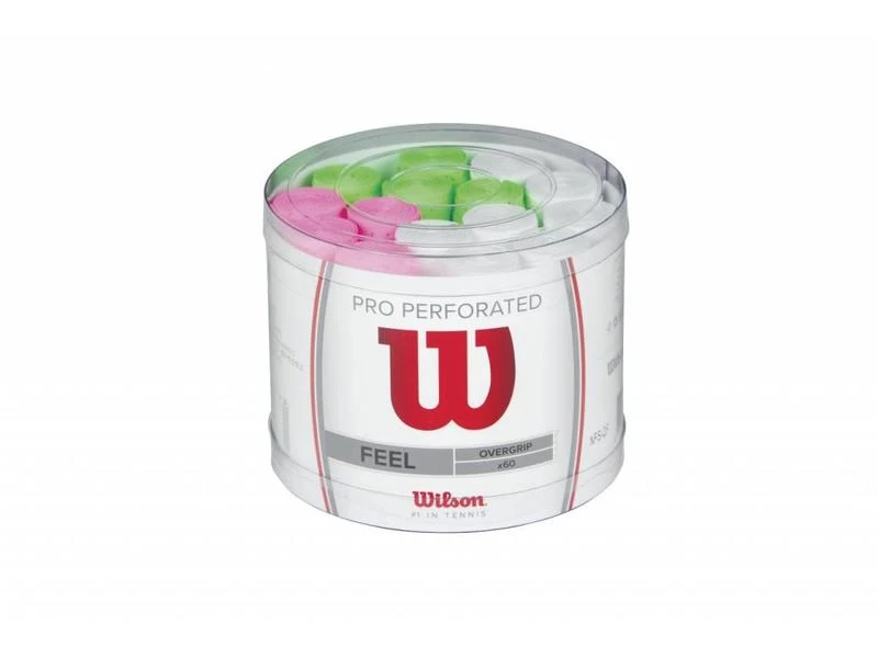 Wilson Pro Overgrip Perforated Bucket 60 Assorted 1 Wilson Pro Overgrip Perforated Bucket 60 Assorted